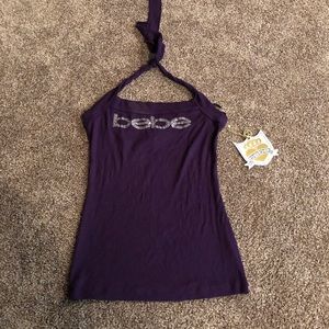NWT BEBE Ribbed Halter Top